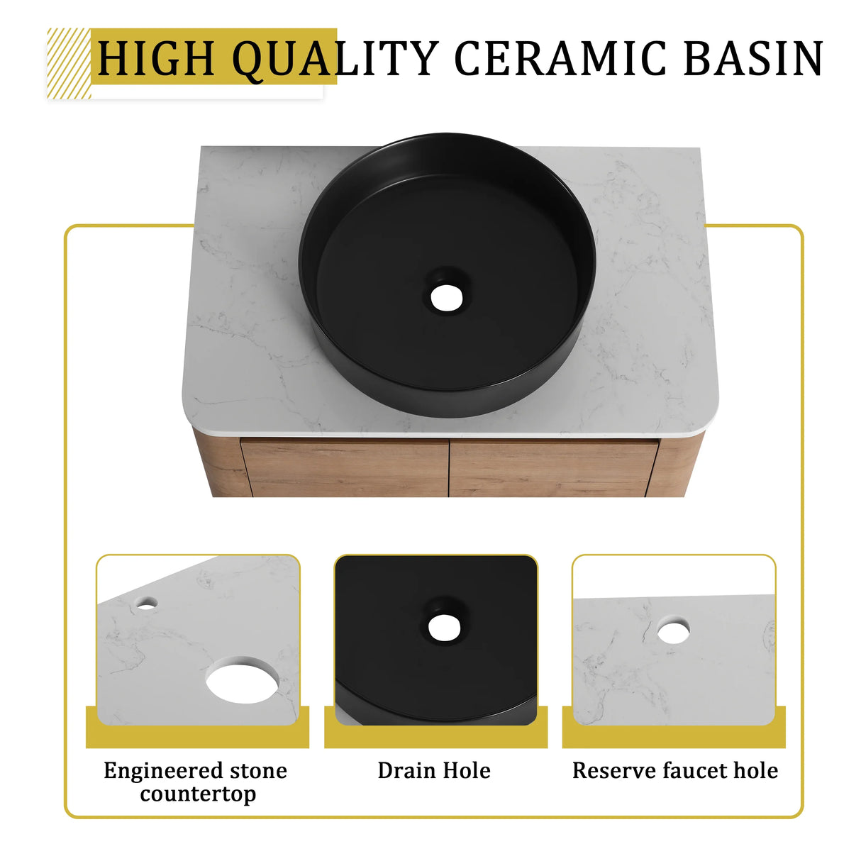 30-Inch Wall-Mounted Bathroom Vanity With Ceramic Sink - Omega Lifestyles