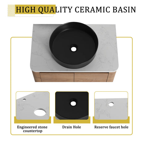 30-Inch Wall-Mounted Bathroom Vanity With Ceramic Sink - Omega Lifestyles