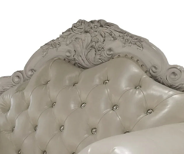 Dresden Faux Leather White Accent Chair With Pillows - Omega Lifestyles