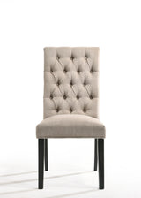 7-Piece Vintage Black Linen Synthetic Wood Dining Set - Omega Lifestyles