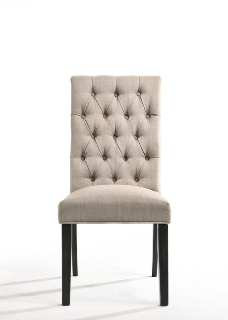 7-Piece Vintage Black Linen Synthetic Wood Dining Set - Omega Lifestyles