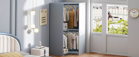 Polygon Corner Space-Saving Gray Particle Board Wardrobe - Omega Lifestyles
