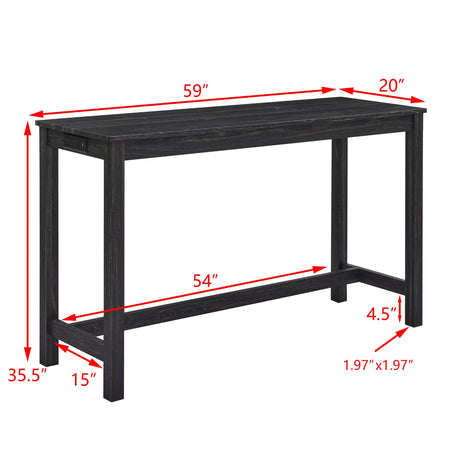 59-Inch Industrial Solid Wood Bar Table And Stools Set - Omega Lifestyles