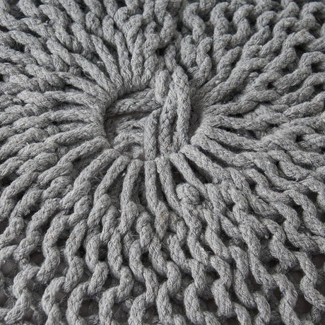 Modern Grey Cotton Knit Weave Pouf 20 Inch - Omega Lifestyles