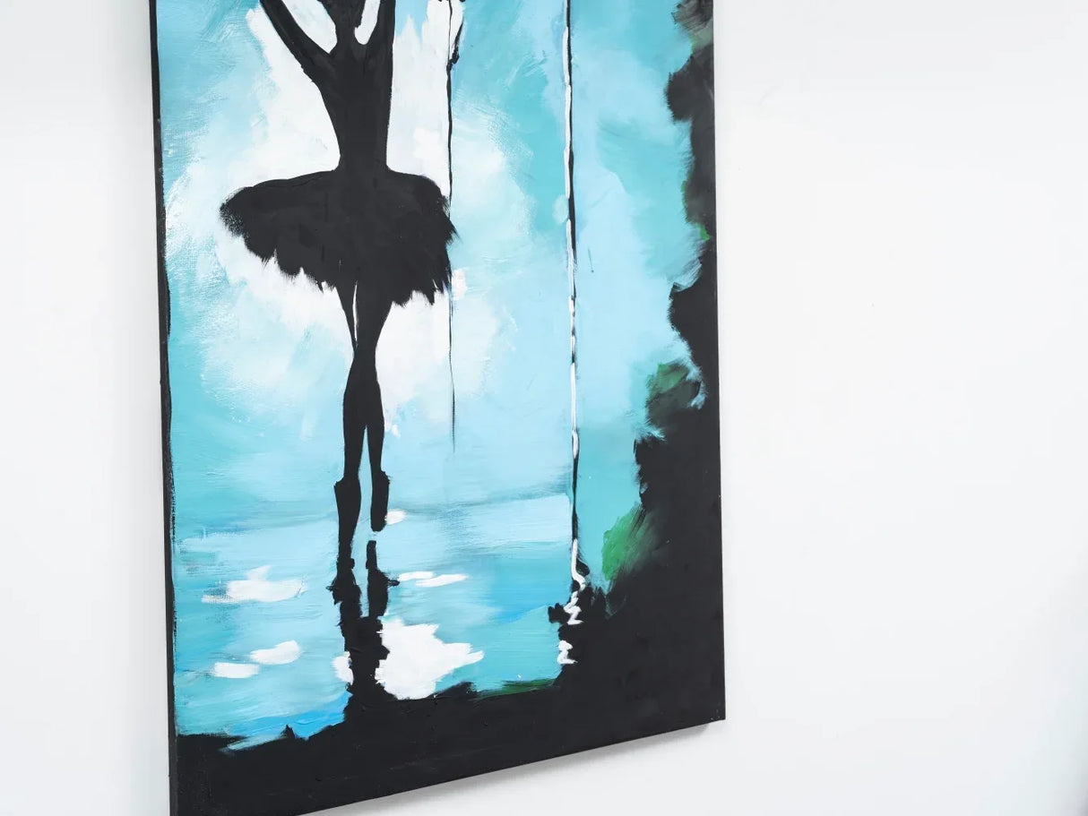 Oversized Turquoise Hand-Painted Canvas Wall Art - Omega Lifestyles