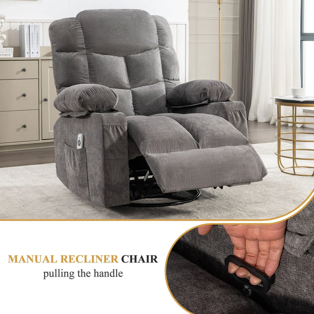 Oversized Soft Massage Recliner Chair With Heating - Omega Lifestyles