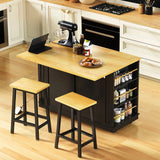 48-Inch Classic Kitchen Island Cart With Bar Stools - Omega Lifestyles
