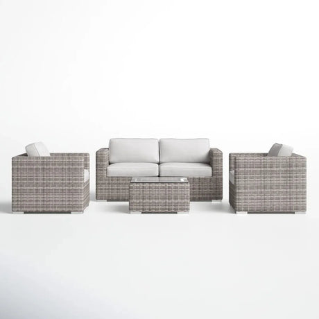 5-Piece Outdoor Weather-Resistant Wicker Sectional Seating Set - Omega Lifestyles