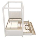 Twin Upholstered Canopy Platform Bed With Trundle and Storage - Omega Lifestyles