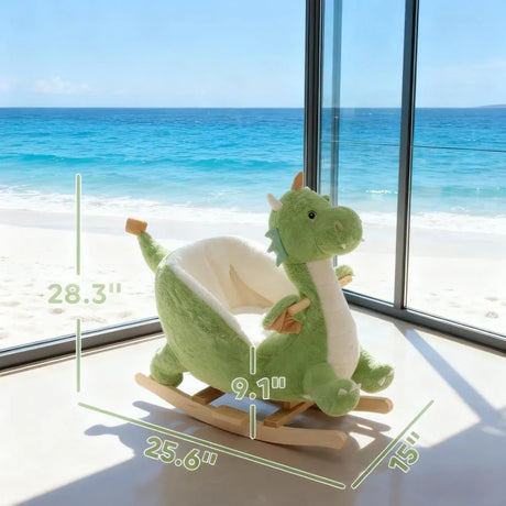Kids Dragon Plush Rocking Horse With Safety Belt - Omega Lifestyles