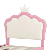 Twin PU Upholstered Princess Platform Bed With Crown Headboard - Omega Lifestyles