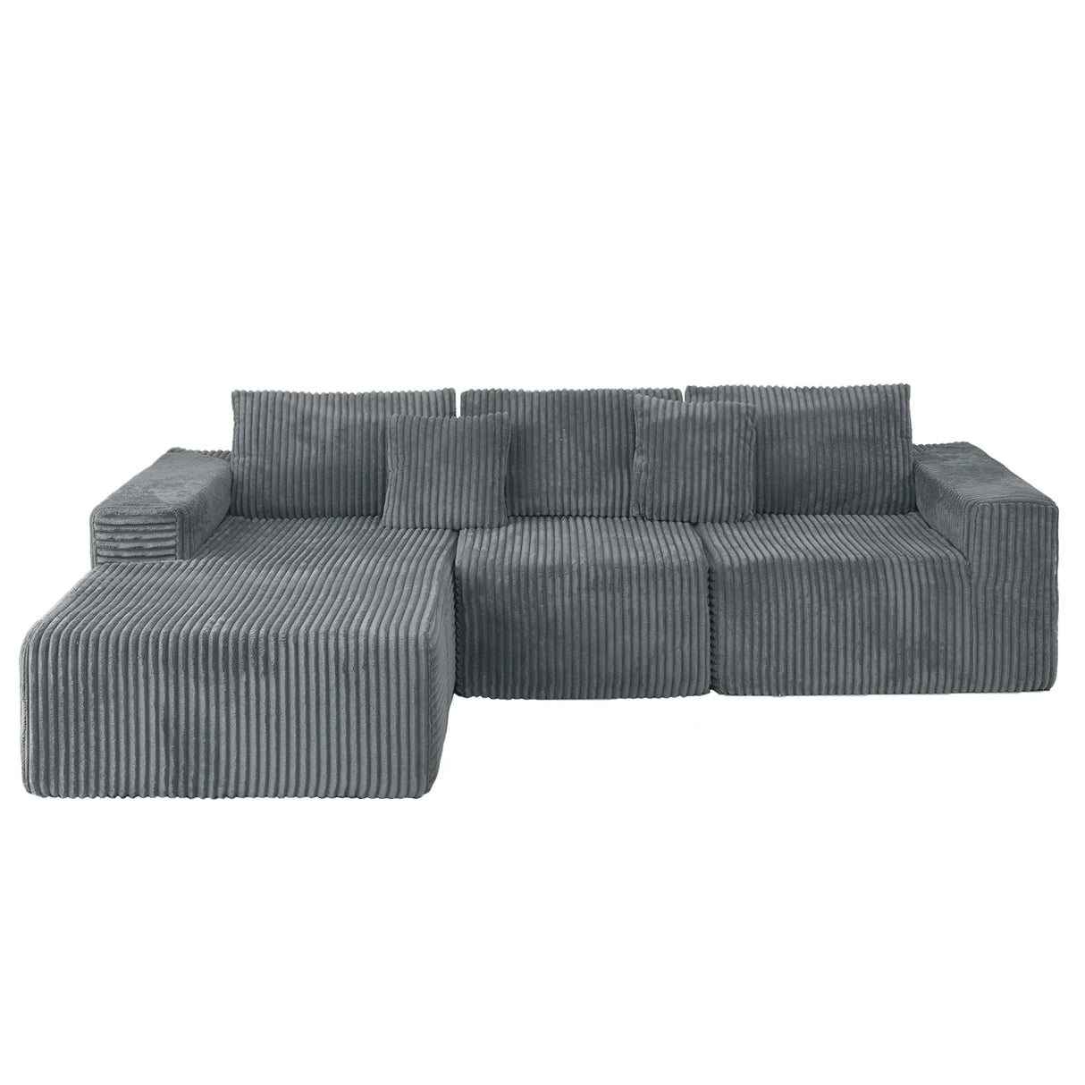 Modular Plush Corduroy Sectional Sofa With Chaise - Omega Lifestyles