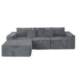 Modular Plush Corduroy Sectional Sofa With Chaise - Omega Lifestyles
