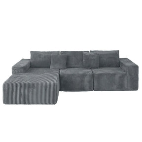 Modular Plush Corduroy Sectional Sofa With Chaise - Omega Lifestyles