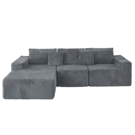 Modular Plush Corduroy Sectional Sofa With Chaise - Omega Lifestyles