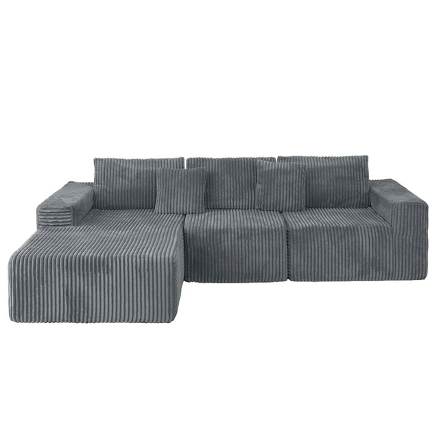 Modular Plush Corduroy Sectional Sofa With Chaise - Omega Lifestyles