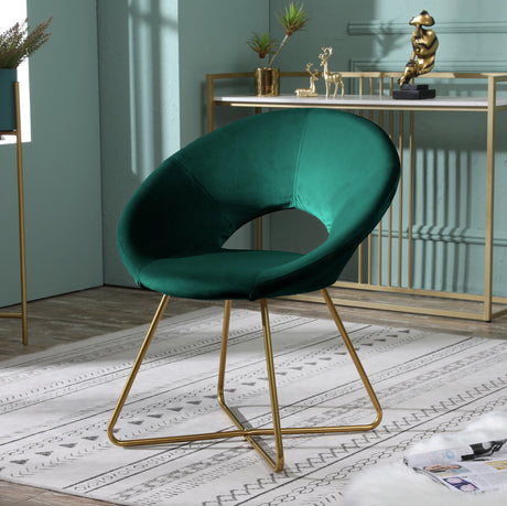 Green Silky Velvet Upholstered Accent Chair With Gold Base - Omega Lifestyles
