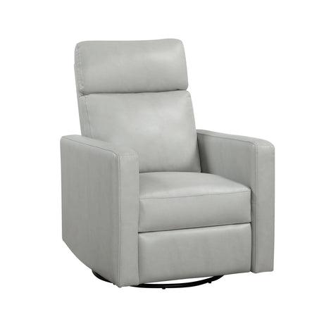 Contemporary Smoke Faux Leather Swivel Gliding Recliner Chair - Omega Lifestyles