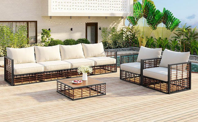7-Piece Modern Metal Outdoor Patio Sectional Sofa Set - Omega Lifestyles