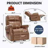 Camel Faux Leather Manual Recliner Chair With Massage Heat - Omega Lifestyles