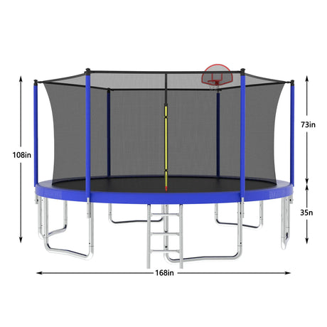 14FT Outdoor Kids Trampoline With Safety Enclosure Net - Omega Lifestyles
