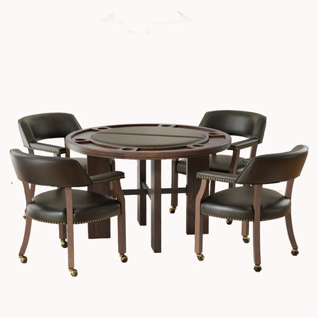 5-Piece Walnut Wood Dining Table and Game Set - Omega Lifestyles