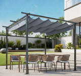 Outdoor Retractable Steel Frame Polyester Canopy Pergola