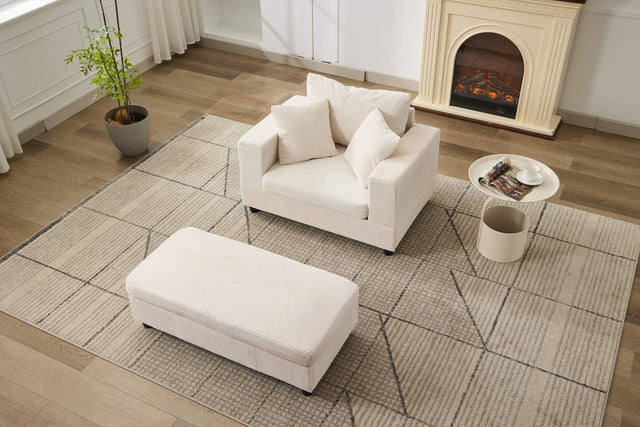 Corduroy Chaise Lounge Chair With Removable Ottoman - Omega Lifestyles