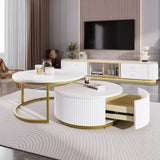 Modern Round Nesting MDF Coffee Table With Drawer - Sleep Galleria