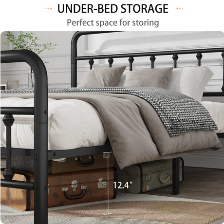 Full Size Metal Bed Frame With Headboard And Storage - Omega Lifestyles