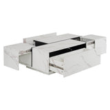 Modern White MDF Sliding Top Coffee Table With Storage - Sleep Galleria