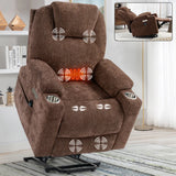 Chenille Power Lift Recliner Chair With Massage Lumbar Heat - Omega Lifestyles