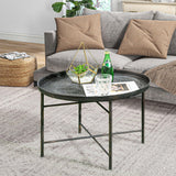 Pewter Metal 24-Inch Round Coffee Table - Omega Lifestyles