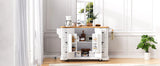 Rustic White Rubber Wood Rolling Kitchen Island Cart - Omega Lifestyles