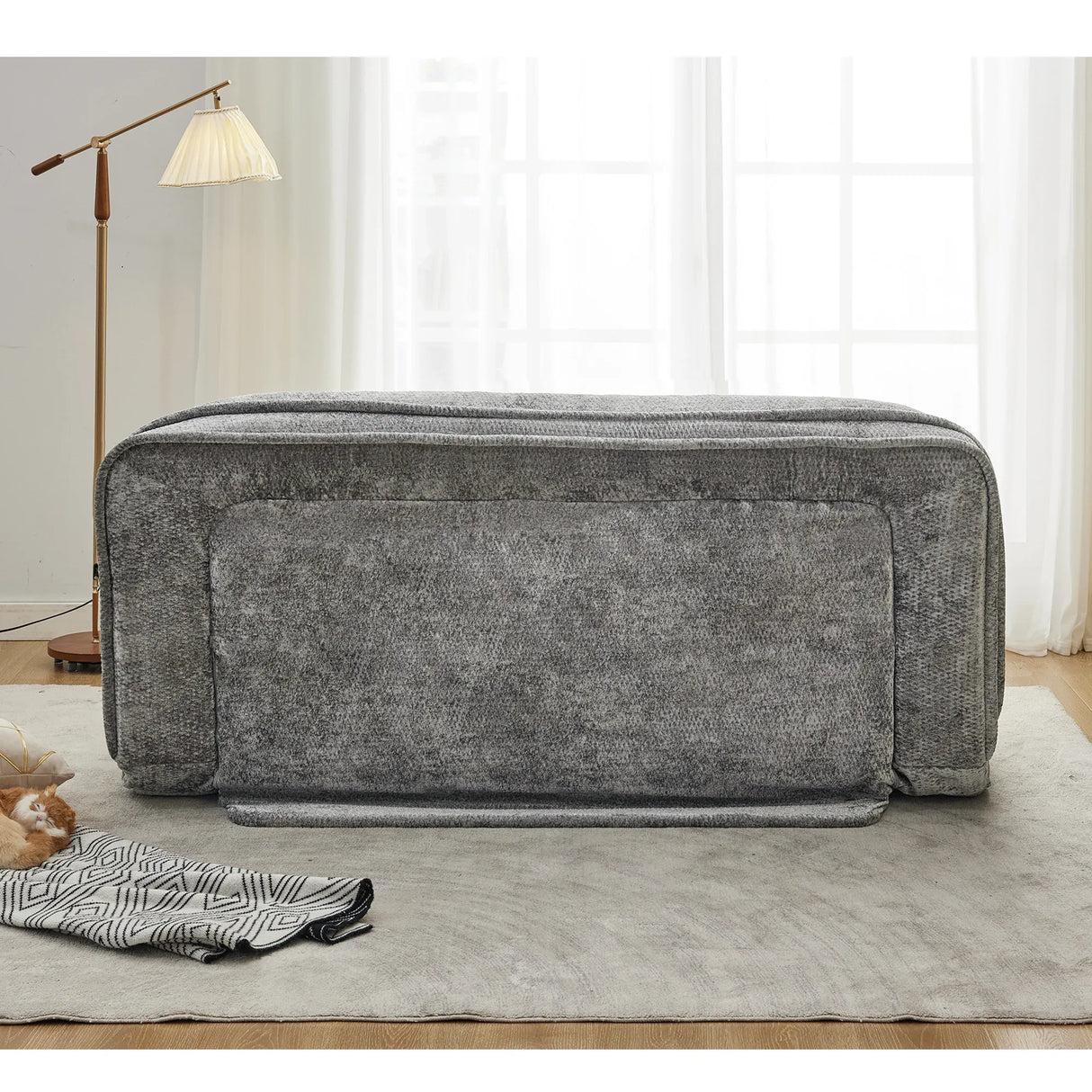 Medium-Soft Adjustable Loveseat Lazy Sofa With Chenille Upholstery - Omega Lifestyles