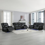 Manual Black Leather Gel Recliner Chair With LED Light Strip - Omega Lifestyles