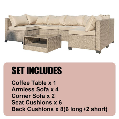 7-Piece Outdoor Wicker Sectional Patio Furniture Set - Omega Lifestyles