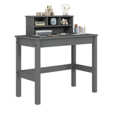 Gray Wood Rectangular Writing Desk With Hutch Storage - Omega Lifestyles