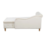 Beige Velvet Classic Storage Chaise Lounge Chair - Omega Lifestyles
