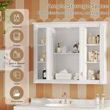 Modern White Wall Mounted Medicine Cabinet With Adjustable Shelves - Omega Lifestyles