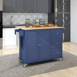 Rolling Mobile Kitchen Island With Solid Wood Top And Storage - Omega Lifestyles