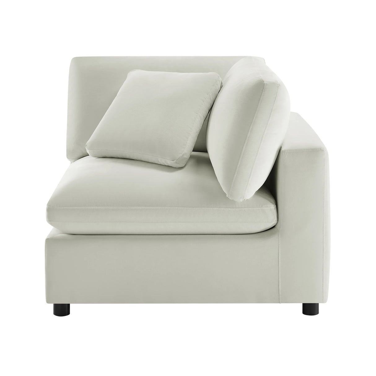 Plush Ivory Polyester Modern Corner Wedge Chair - Omega Lifestyles