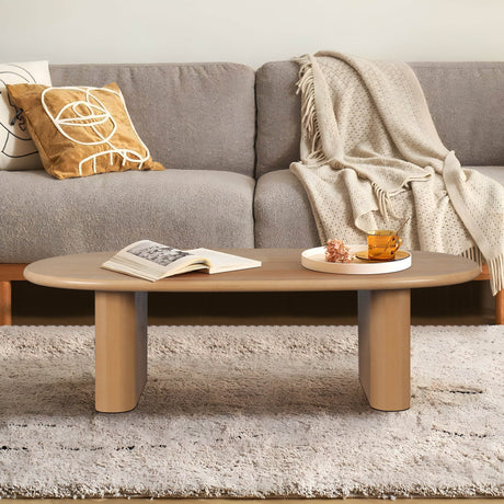 Tapered MDF Natural Wood Rounded Edge Coffee Table - Sleep Galleria