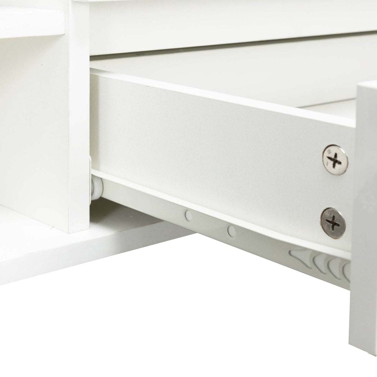 Antique White Particle Board TV Stand Console With LED Lights - Omega Lifestyles