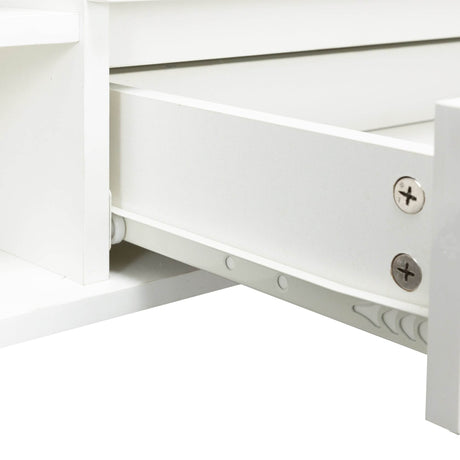 Antique White Particle Board TV Stand Console With LED Lights - Omega Lifestyles