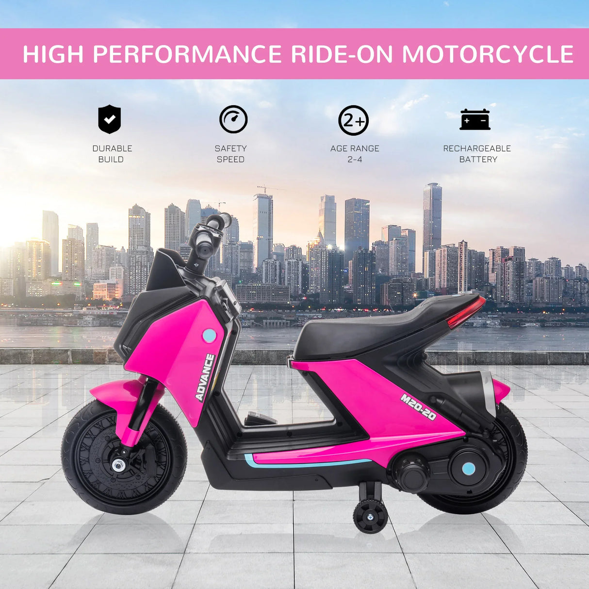 Electric Pink Kids Motorcycle Ride-On Toy With Music - Omega Lifestyles