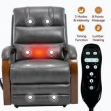 Power Lift Recliner Chair With Heat Massage and Wood Armrests - Omega Lifestyles