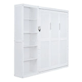 Queen Murphy Bed Wall Bed With Shelves White Solid Wood - Omega Lifestyles