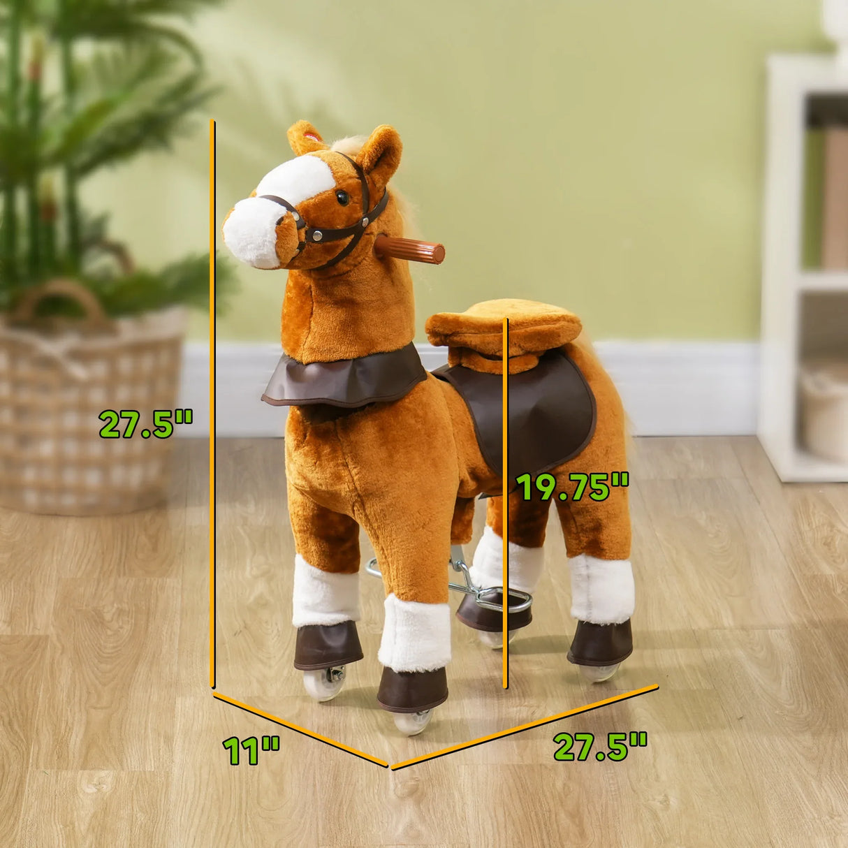 Kids Plush Ride-On Horse Toy With Neighing Sound - Omega Lifestyles