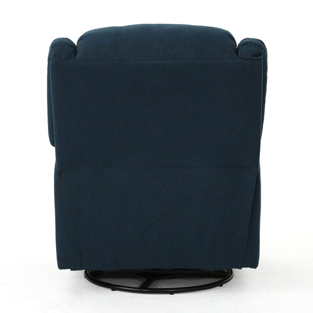 Contemporary Navy Blue Plush Fabric Swivel Glider Recliner - Omega Lifestyles